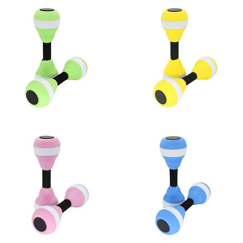 Two bright colourful EVA foam swimming buoyancy dumbbells for kids water activities and lessons. — view 2