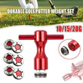 Custom golf putter weights set with red aircraft aluminum wrench and stainless steel adjustment tools