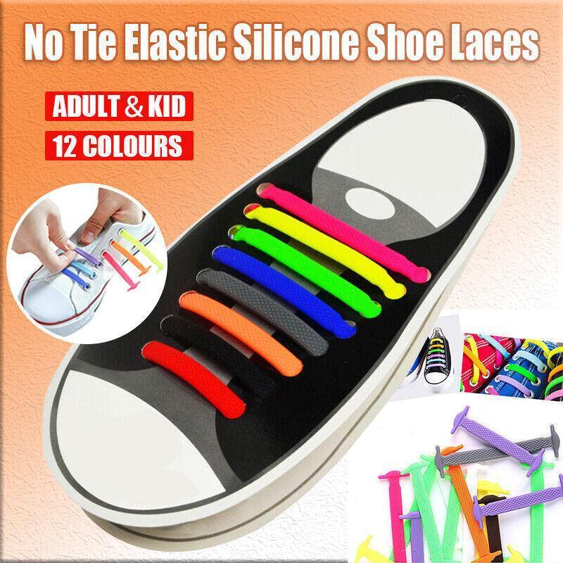 12 piece set of unisex no tie silicone elastic shoelaces for sneakers and running shoes