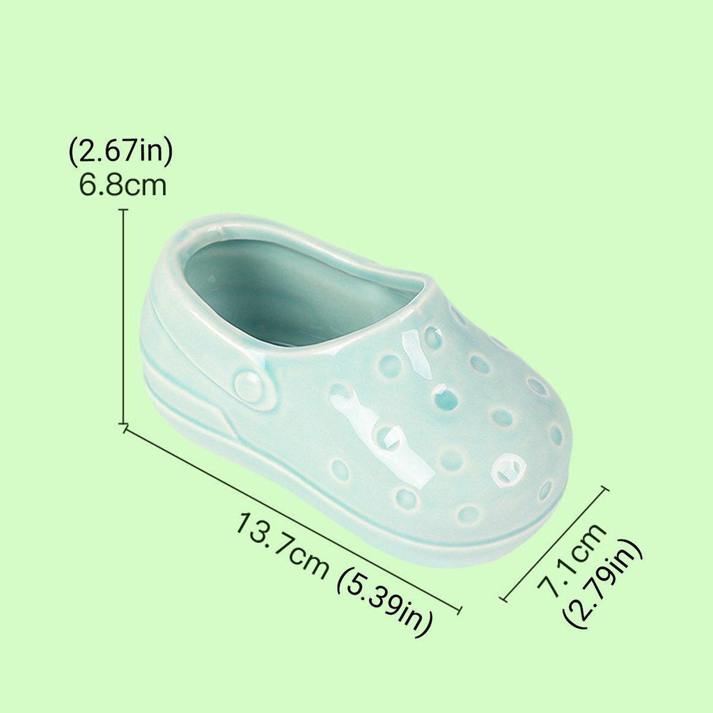 Cute shoe-shaped ceramic hamster food bowl with non-slip base in cyan and pink — view 3