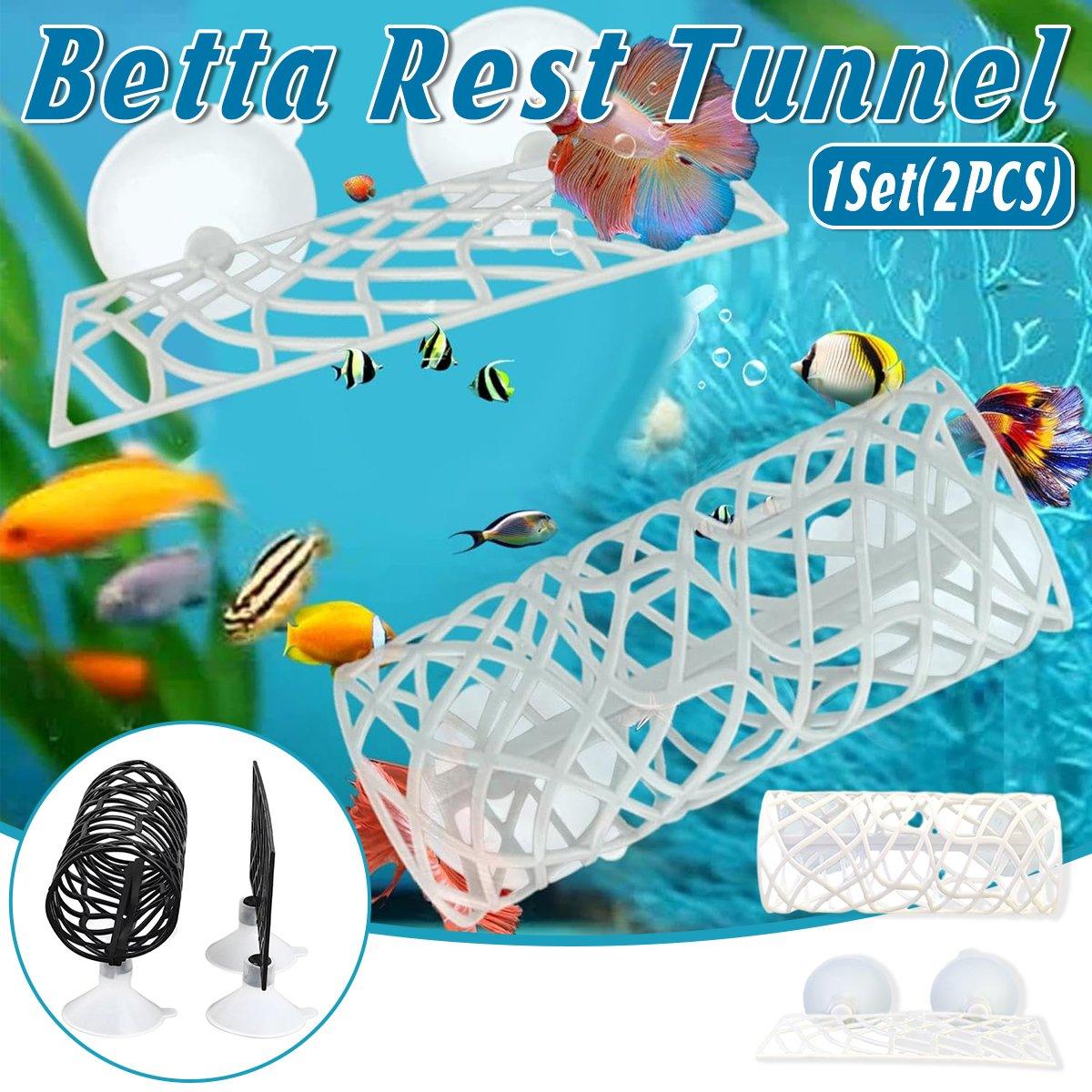 Silicone aquarium fish resting tunnel hideout for bettas and shrimp in black or white
