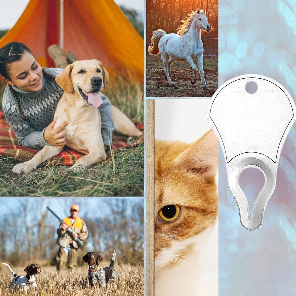 Compact aluminum pet tick removal tool with a notched tip in silver, red, and blue — view 4