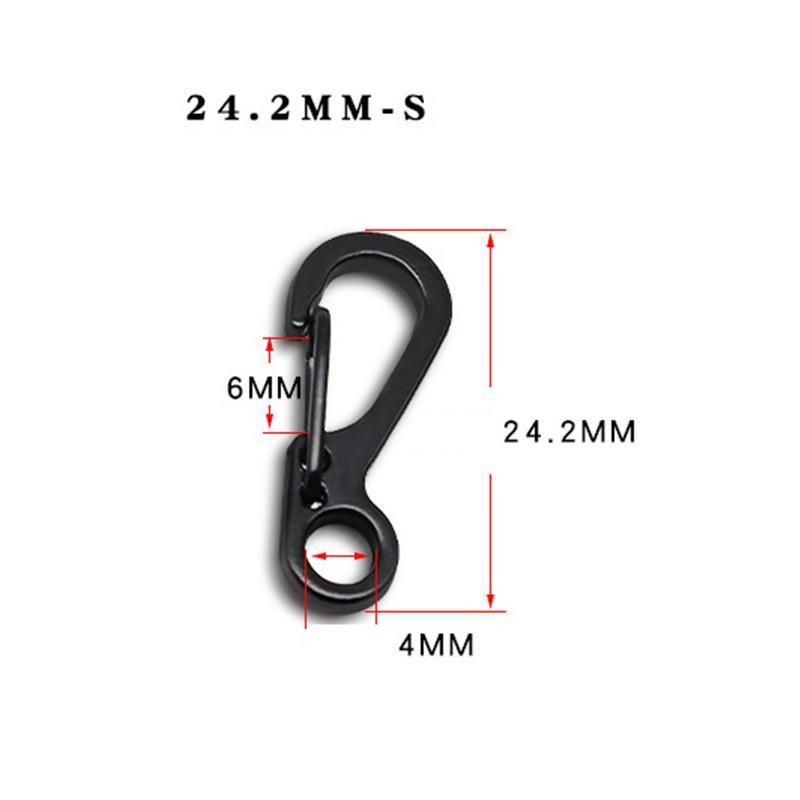 10-piece black and silver mini alloy carabiner keychain set with durable snap spring clip hooks — view 3