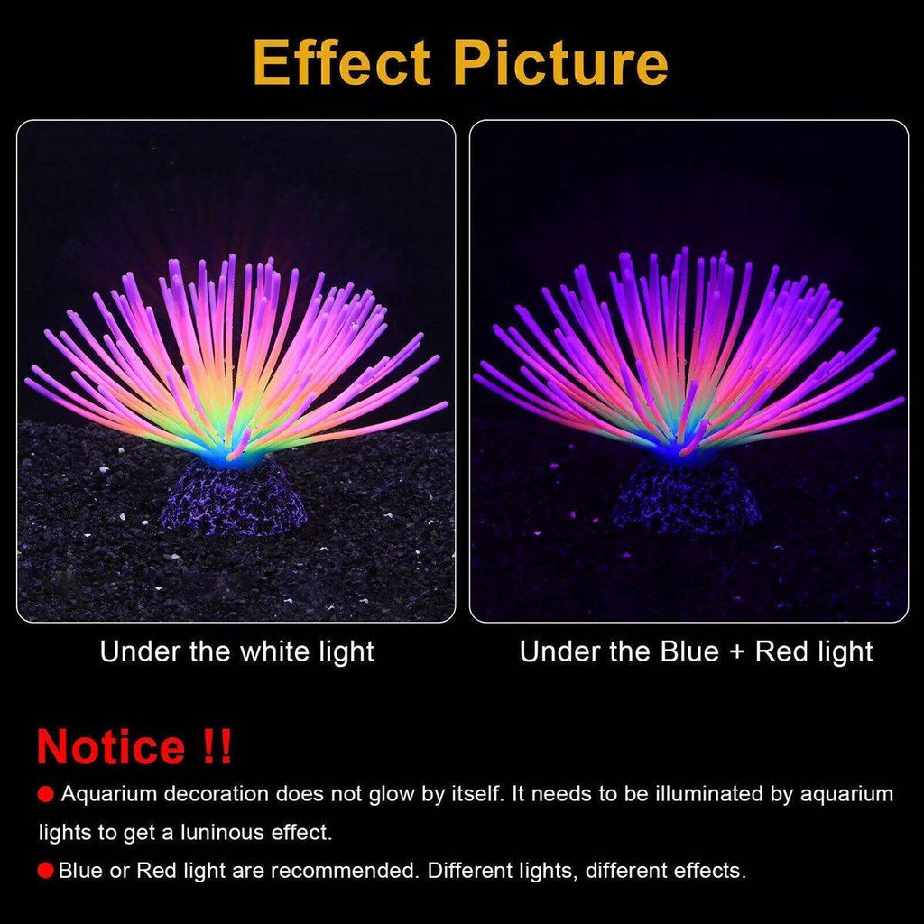 Glowing artificial lotus coral aquarium decoration made of vibrant multicoloured silicone on a resin base — view 4