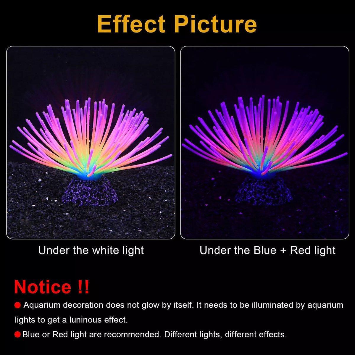 Glowing artificial lotus coral aquarium decoration made of vibrant multicoloured silicone on a resin base — view 4