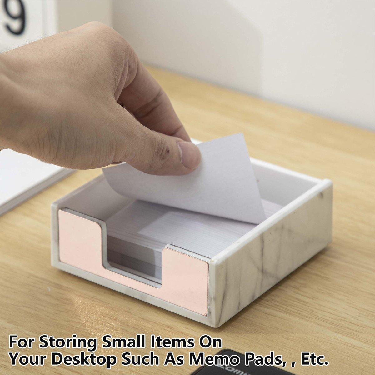 Desktop sticky note box organiser in stylish acrylic holding memo pads and office desk accessories — view 5