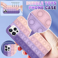 Purple and pink silicone pop fidget phone case for iPhone with push bubble design