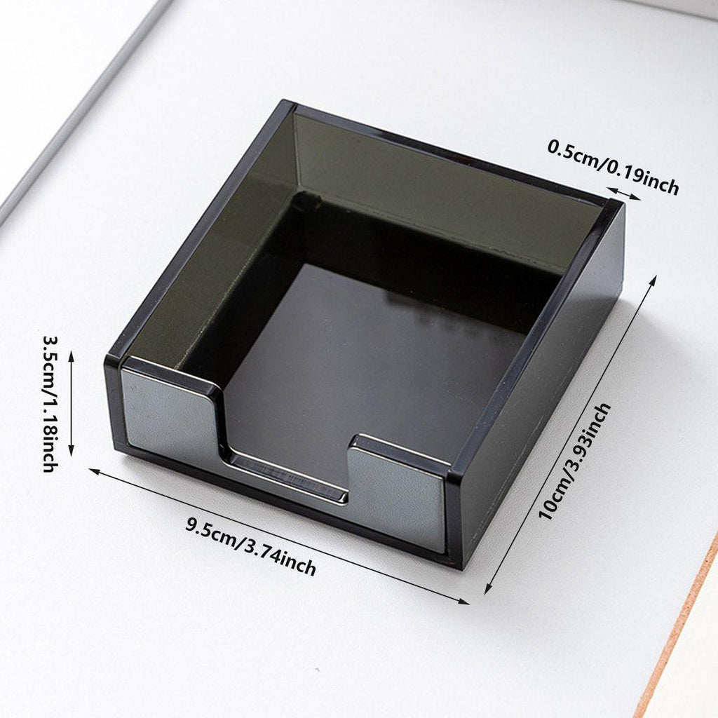 Desktop sticky note box organiser in stylish acrylic holding memo pads and office desk accessories — view 3