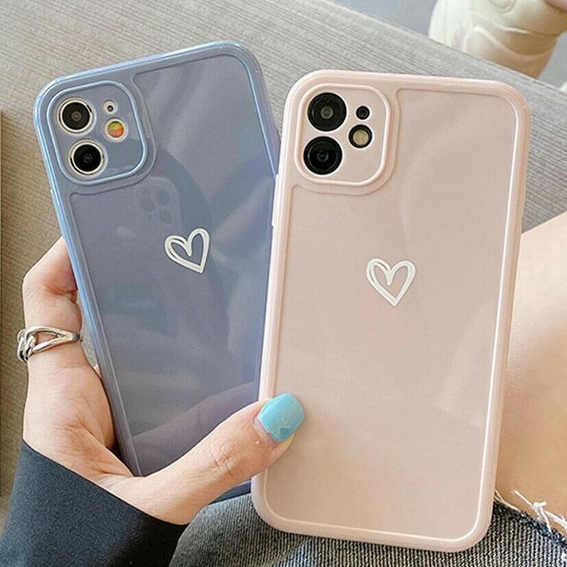Pink phone case with cute heart pattern slim shockproof TPU material for daily protection — view 3