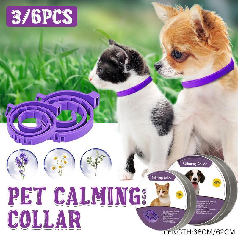 Adjustable silicone pet calming collar for cats and dogs, infused with natural oils for anxiety relief