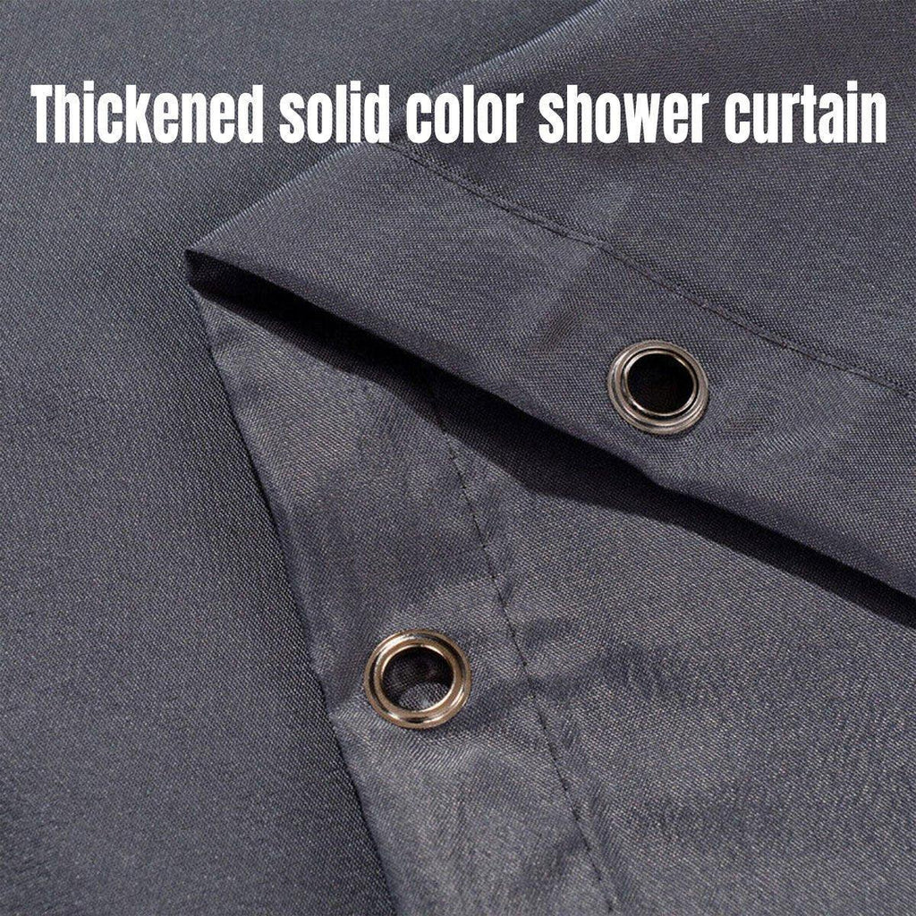Solid colour waterproof fabric shower curtain in a modern bathroom setting with heavy duty hooks — view 5