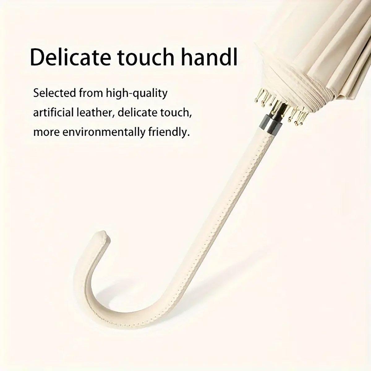 Large 16-bone automatic umbrella with long ergonomic handle and waterproof UPF50+ dual-use canopy. — view 5