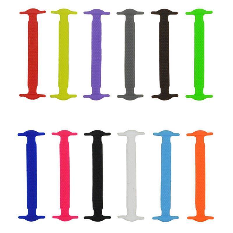 12 piece set of unisex no tie silicone elastic shoelaces for sneakers and running shoes — view 2