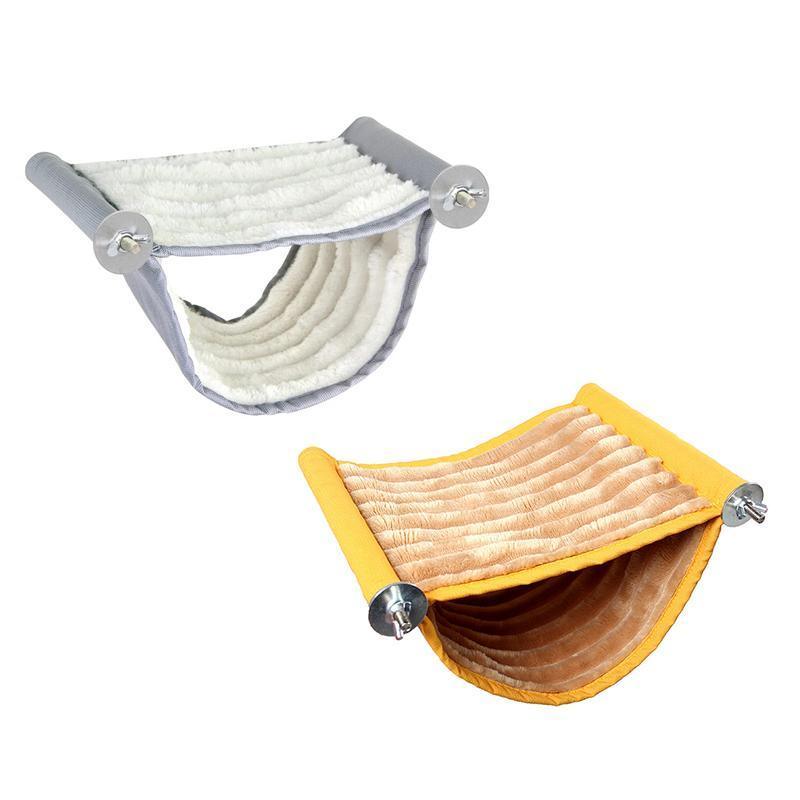 Small plush bird hammock bed with solid wood frame and iron screw buckles for hanging. — view 2