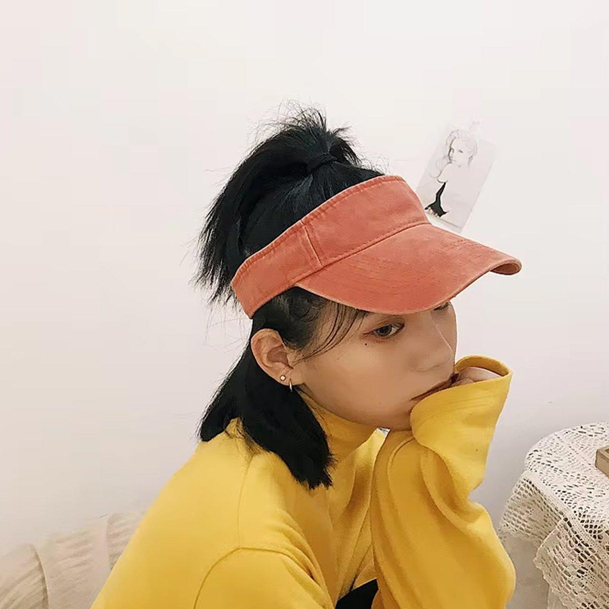 Unisex washed denim sun visor cap with adjustable strap and wide brim for outdoor sports — view 5