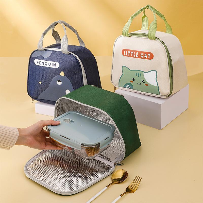 Cute cartoon insulated lunch bag for kids with convenient carrying handle and spacious food compartment — view 3