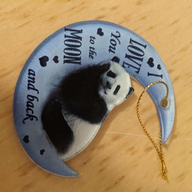 Animal in the moon hanging ornament, flat lightweight acrylic car rear view mirror pendant decoration — view 5