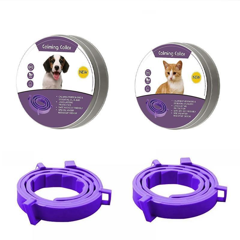 Adjustable silicone pet calming collar for cats and dogs, infused with natural oils for anxiety relief — view 2