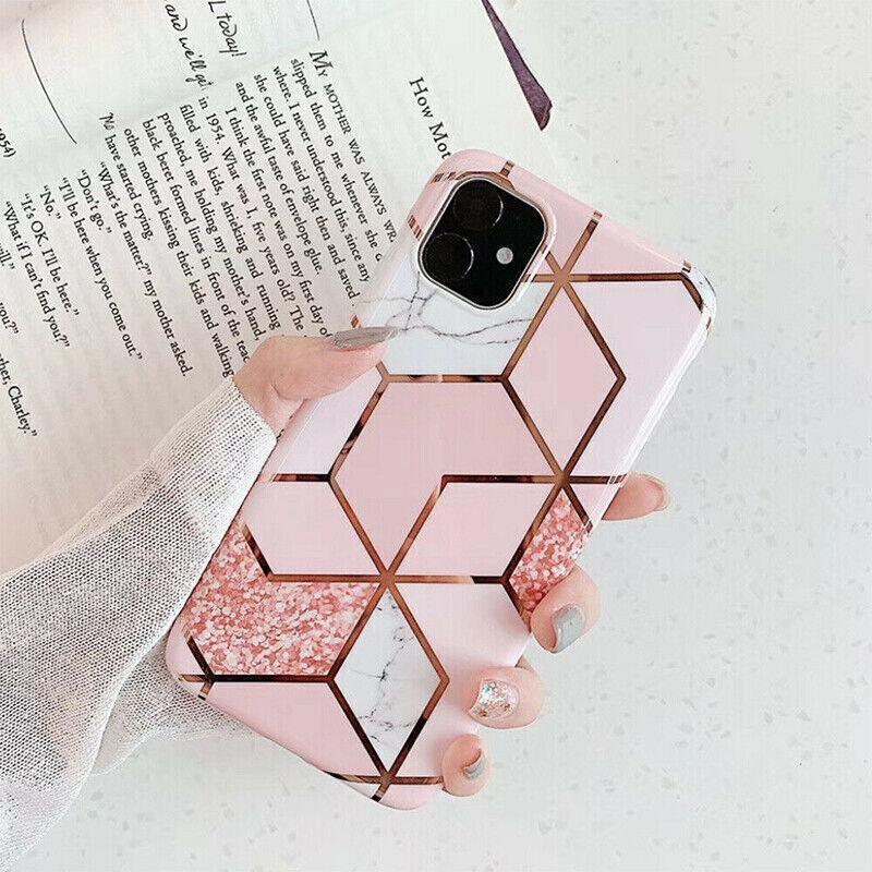 Pink marble silicone shockproof iPhone case with sleek glossy finish and precise cutouts — view 4