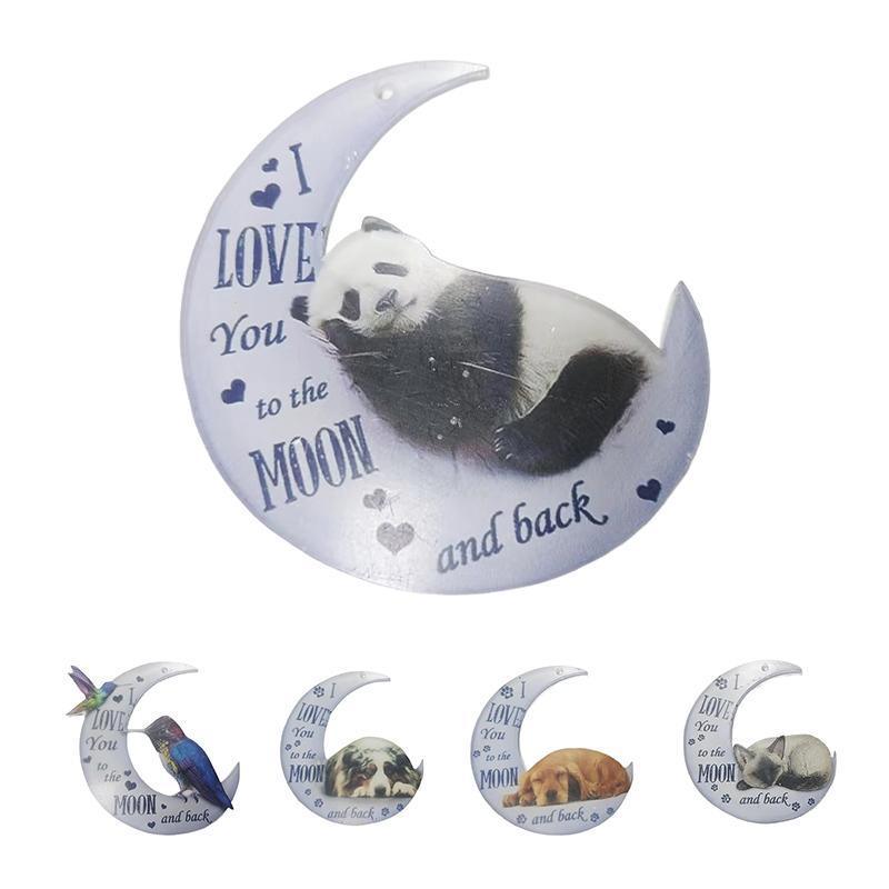 Animal in the moon hanging ornament, flat lightweight acrylic car rear view mirror pendant decoration — view 2