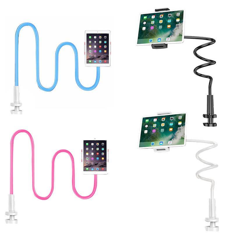 Adjustable flexible gooseneck phone and tablet mount with secure clamp for bed and desk use — view 2