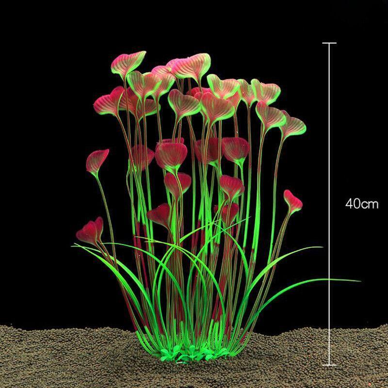 40cm artificial water plant for aquarium decoration available in vibrant pink green and red colors — view 4