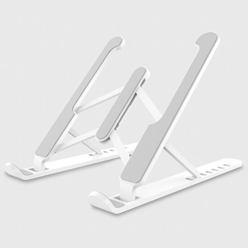 Black adjustable folding laptop and tablet stand with ergonomic design and anti-slip silicone pads — view 5