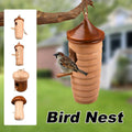 Handcrafted natural solid wood hanging birdhouse nest cage for outdoor garden decor and hummingbirds