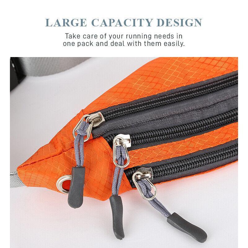 Waterproof running belt waist bag with secure zip pouch in assorted bright activewear colors — view 4