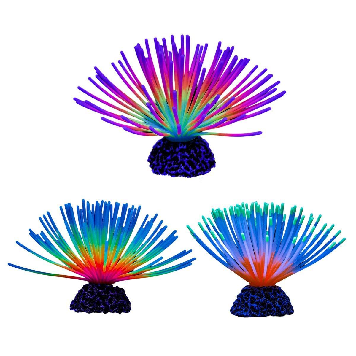 Glowing artificial lotus coral aquarium decoration made of vibrant multicoloured silicone on a resin base — view 2