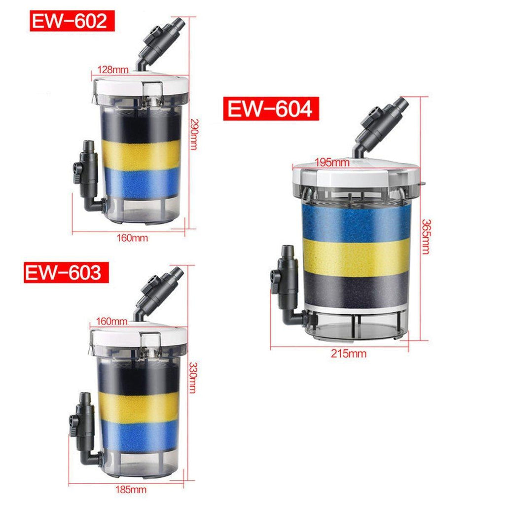 External aquarium filter clear bucket system with multi-colored sponge filtration layers for fish tanks — view 4