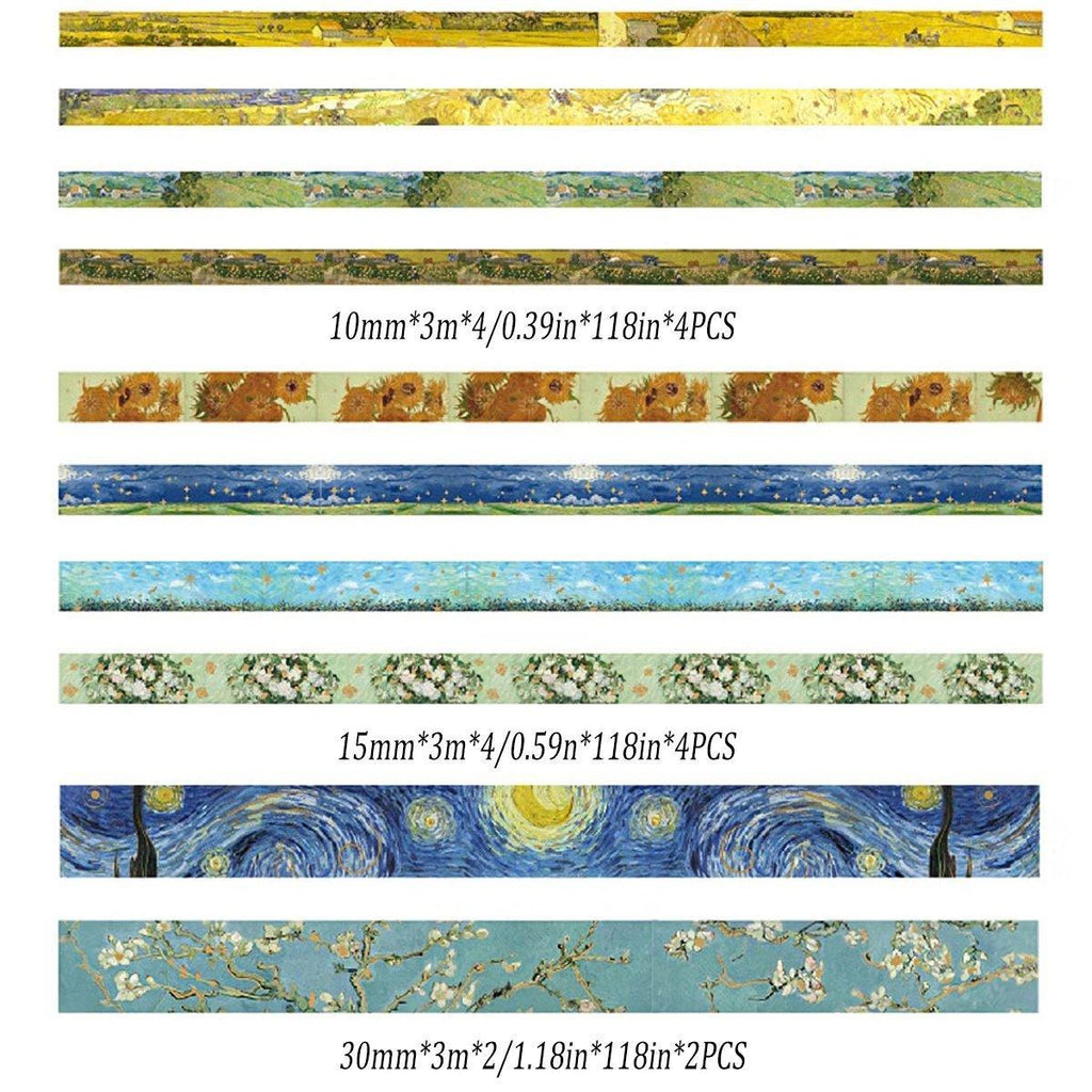 Gold foil washi tape set in assorted widths and elegant decorative patterns for scrapbooking crafts — view 4