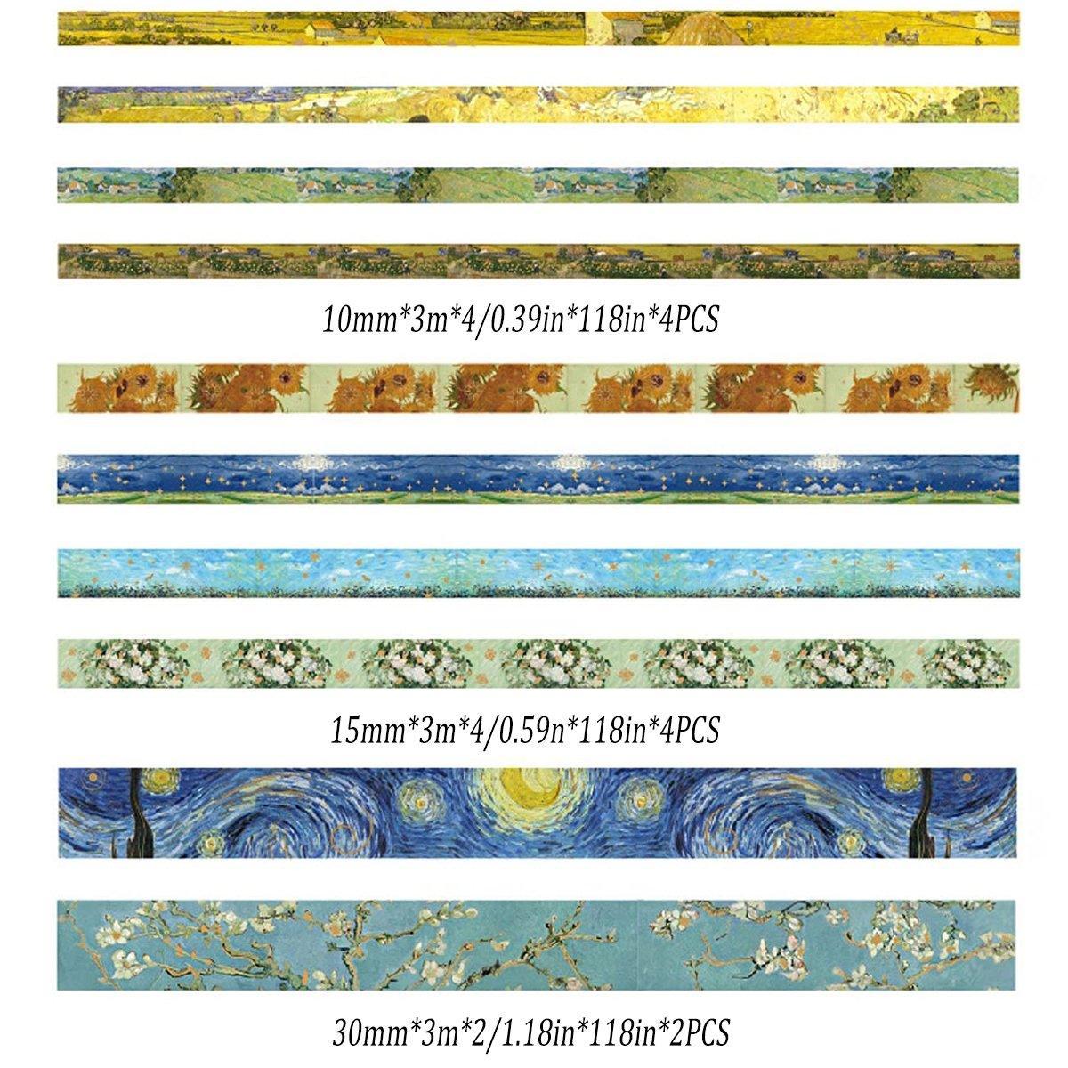 Gold foil washi tape set in assorted widths and elegant decorative patterns for scrapbooking crafts — view 4