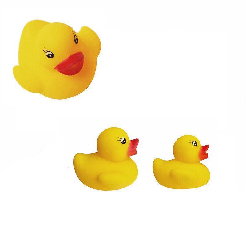 Classic yellow squeaky rubber duck bath toys for toddlers designed for floating water play — view 5