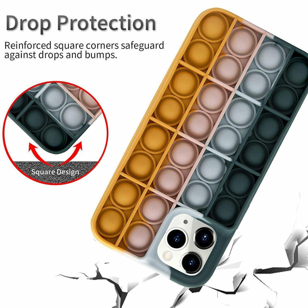 Purple and pink silicone pop fidget phone case for iPhone with push bubble design — view 5