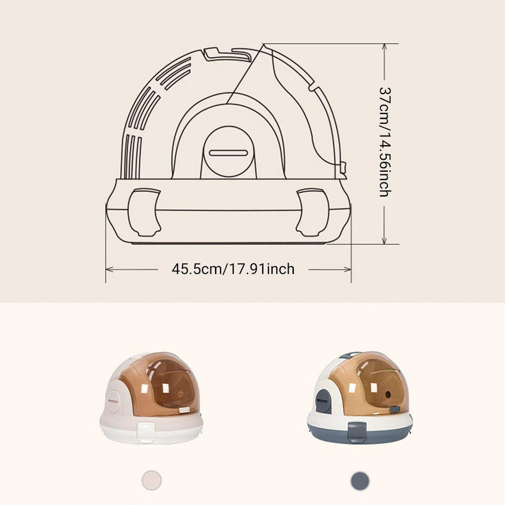 Portable cat carrier space capsule with transparent dome and breathable vents in durable pet-safe plastic — view 3