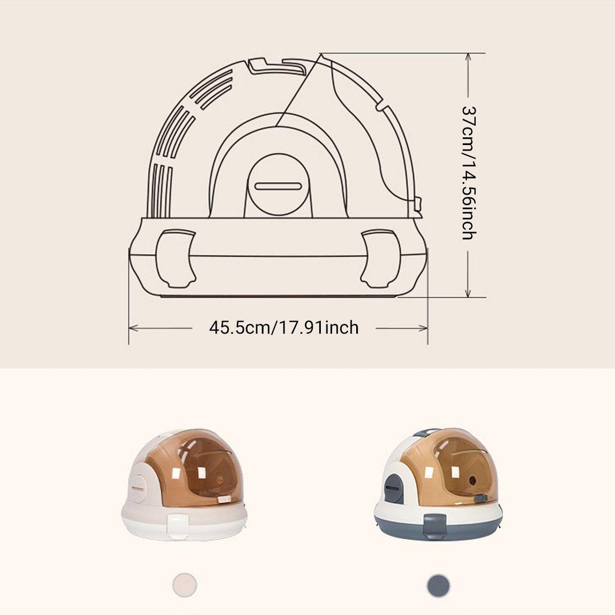 Portable cat carrier space capsule with transparent dome and breathable vents in durable pet-safe plastic — view 3