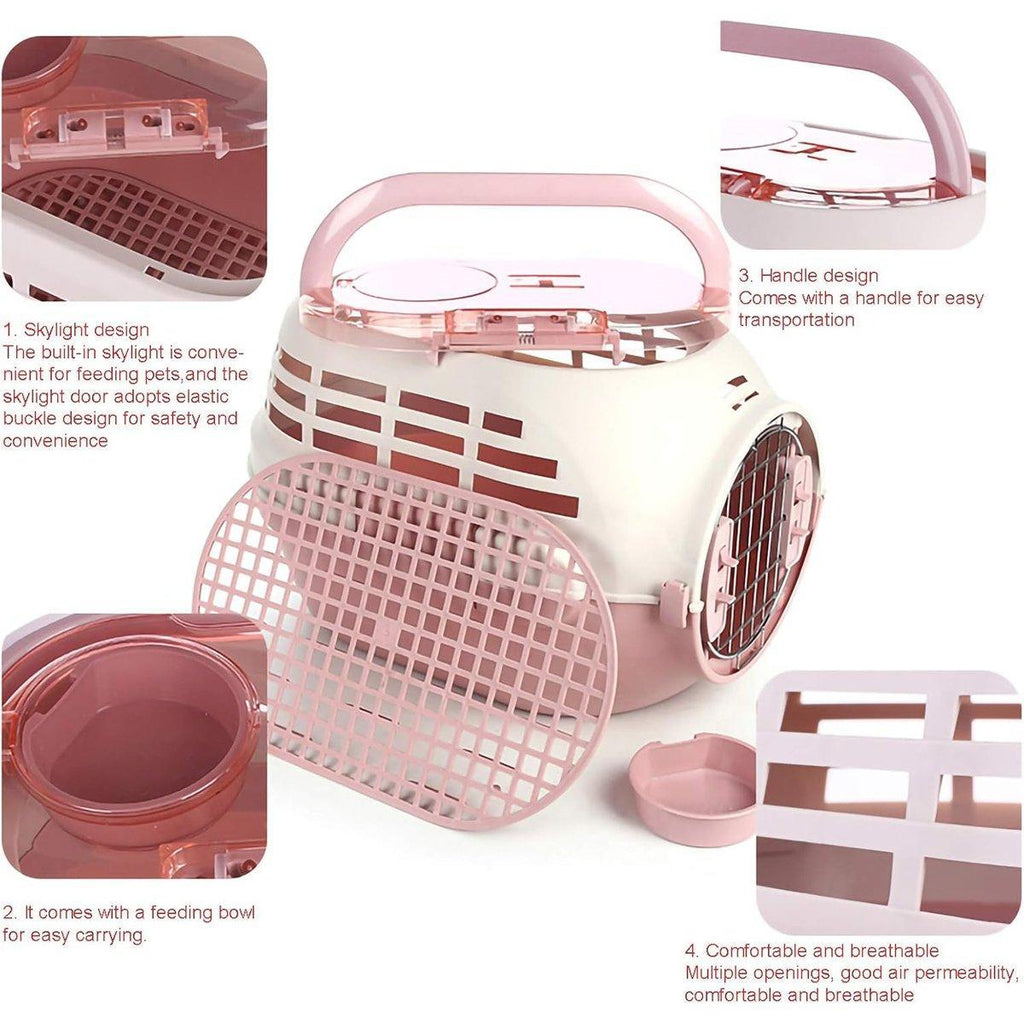 Spacious plastic dog and cat travel carrier with removable sunroof and built in food bowls — view 4