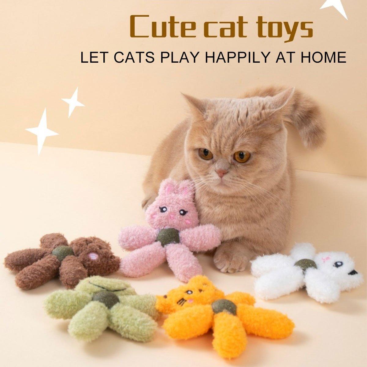 Plush cat teething chew toy in cute animal shape with catnip filling for kittens. — view 5