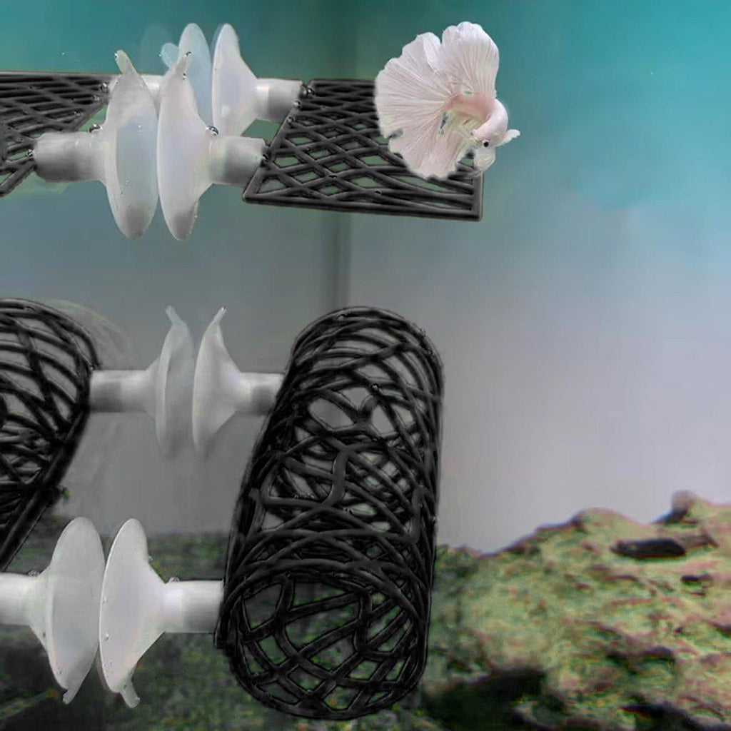 Silicone aquarium fish resting tunnel hideout for bettas and shrimp in black or white — view 5