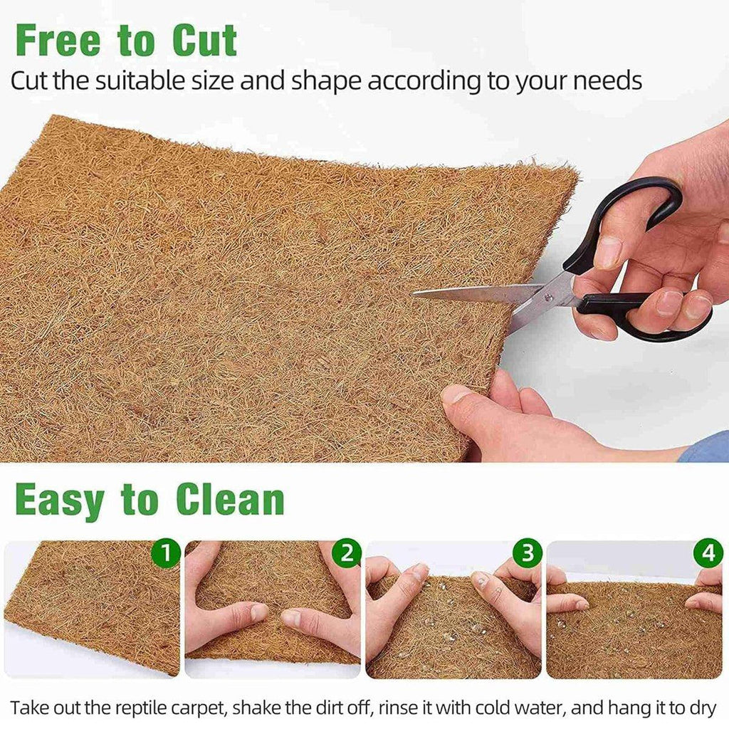 Brown natural coconut fiber reptile terrarium liner mat for tortoises and small pets — view 4