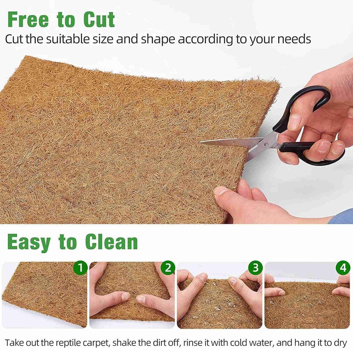 Brown natural coconut fiber reptile terrarium liner mat for tortoises and small pets — view 4