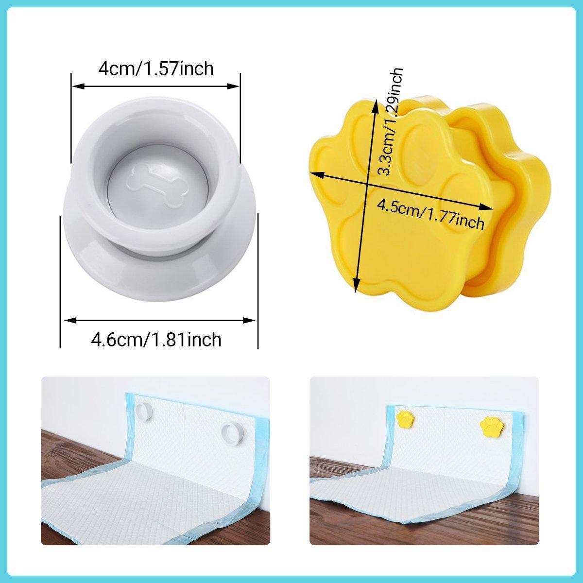 Magnetic wall mounted dog pee pad holder clips in white plastic securing a training pad — view 3