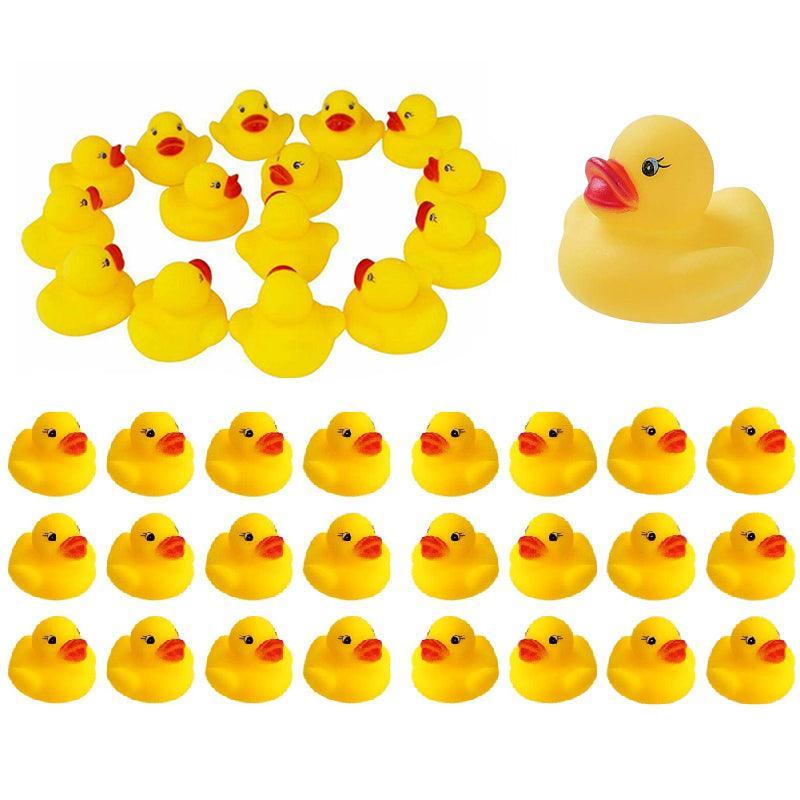 Classic yellow squeaky rubber duck bath toys for toddlers designed for floating water play — view 2