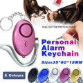 140dB personal alarm keychain in durable ABS plastic with built-in LED flashlight and pull pin