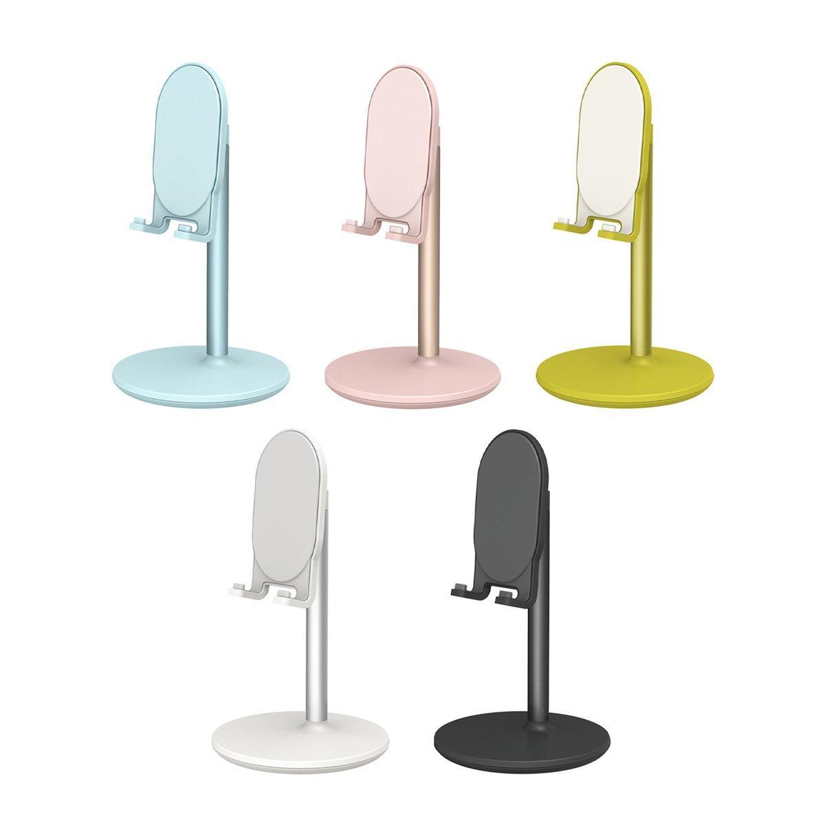 Adjustable aluminum desktop phone and tablet stand with telescopic arm and silicone padding for device protection — view 2