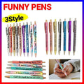 Colorful glitter ballpoint pen set with sarcastic swear word quotes and smooth black ink