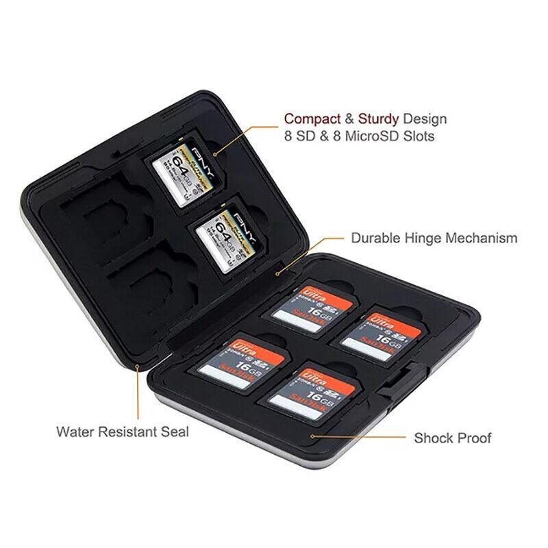 Black and silver waterproof memory card case holder for SD and MicroSD storage — view 4