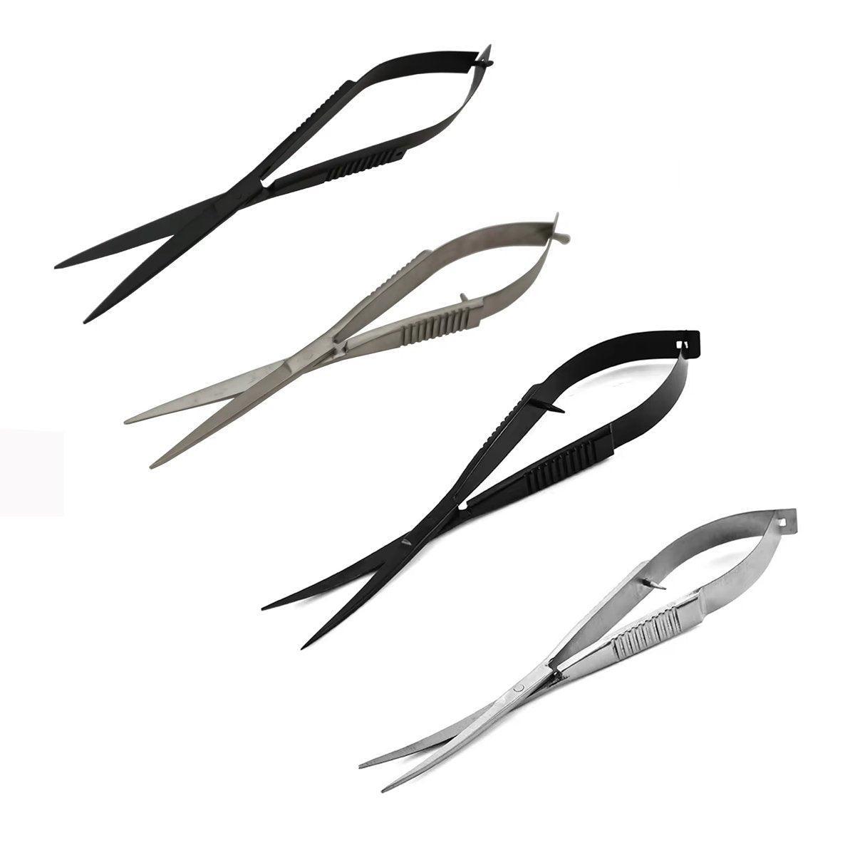 Aquarium plant scissors in stainless steel with straight or elbow blades and ergonomic spring handles — view 2