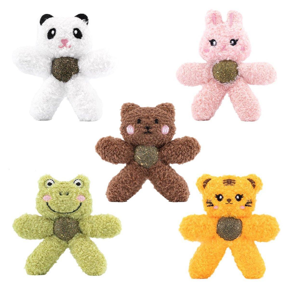 Plush cat teething chew toy in cute animal shape with catnip filling for kittens. — view 2